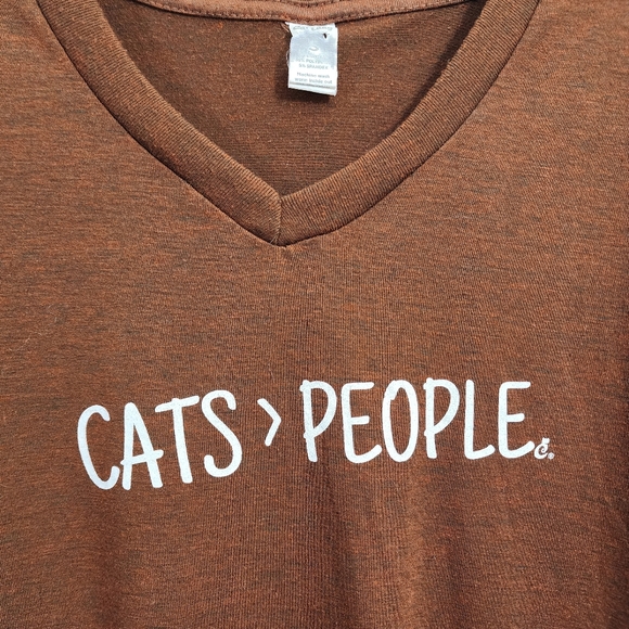 Cat lady Cats greater than People vneck short sleeve t-shirt woman's size small - Picture 3 of 6